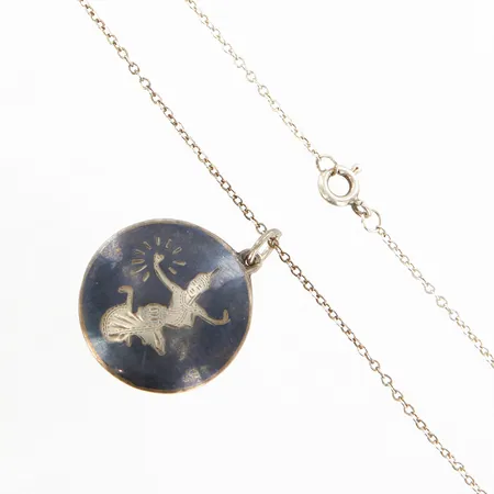 Kedja Ankar 42cm bredd: 1mm, hänge Ø23mm, silver 835/1000 Vikt: 6,4 g