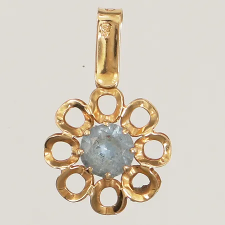 Hänge med blå sten, Ø 12mm,Tuomo Rissanen, T.P.Rissanen & Kumpp Kuopio, 18K 	 Vikt: 0,6 g
