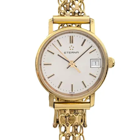 Damur Eterna, 18K guld, Ø22 mm, quartz - behov av nytt batteri, gravyr namn, organisation, 1995, 16,7g Vikt: 16,7 g