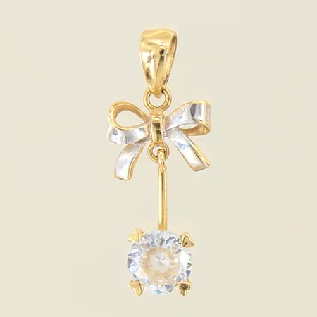 Hänge med vit sten, 19x5mm, vitguldsdetaljer, 18K  Vikt: 0,9 g