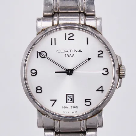 Herrur Certina 1888 DS CAIMANO stål quartz Ø ca 37mm safirglas datum ref-nr C017410A med originallänk i stål, repig, inga tillbehör 