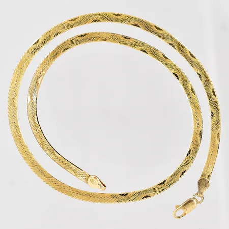 Collie manglat, längd 43cm, bredd 4mm, mönstrad, förgyllt silver 925/1000 Vikt: 9,5 g