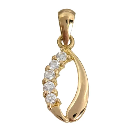 Hänge, 18K guld, vita stenar, längd inkl. ögla 20 mm, bredd 7,5 mm, fint skick, stenar utan anmärkning Vikt: 0,7 g