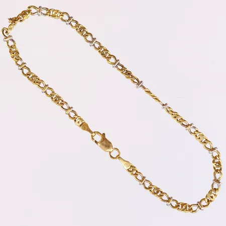 Armband tvåfärgad, 21cm, bredd 3mm, 14K Vikt: 3,3 g