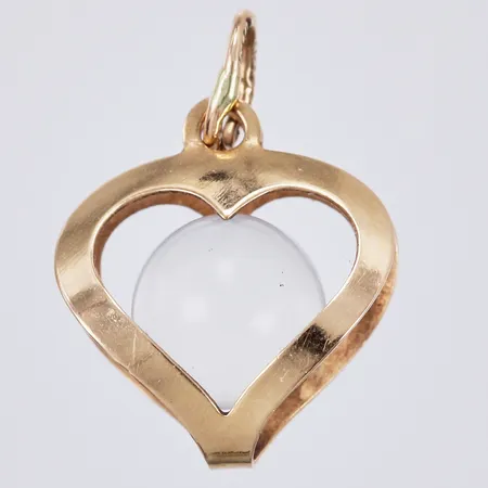 Hänge hjärta med vit sten längd: ca 1,5cm bredd: ca 12mm, 18K Vikt: 0,9 g