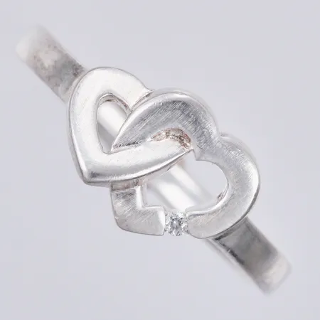 Ring Hjärta med vit sten, stl: 19, bredd: ca 2-8mm, 925/1000, silver Vikt: 3,3 g