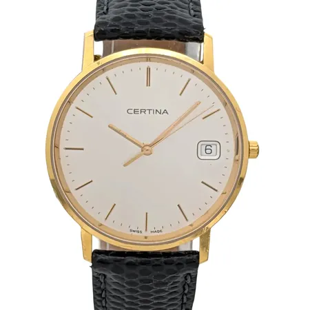 Herrur Certina, 18K guld, Ø33,5 mm, quartz - behov av nytt batteri, referensnummer EOL 158.9289.68, gravyr, bruksmärken, universal skinnband,   Vikt: 0 g