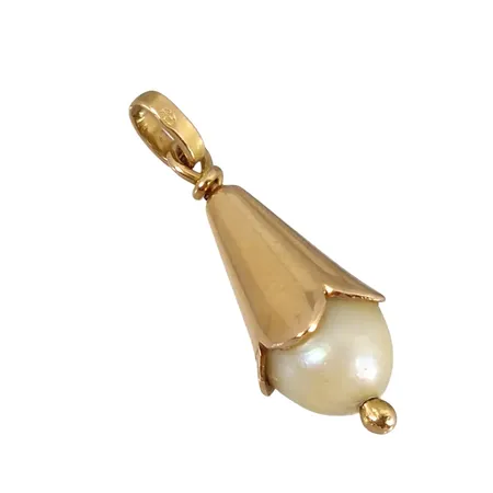 Hänge, 18K guld, defekt - pärla med slitage Vikt: 2 g