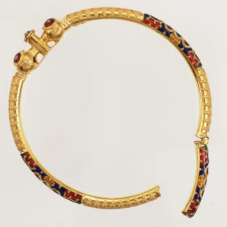 Stelt armband med emalj, Ø6cm, bredd 4,7mm, fylld, defekt, 22K Bruttovikt 13,7g 