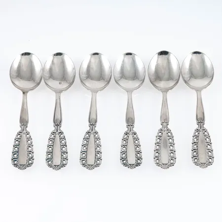 6 Mockaskedar i silver (830/1000) av modellen Carmen. Längd 102 mm, vikt 50,5g. 