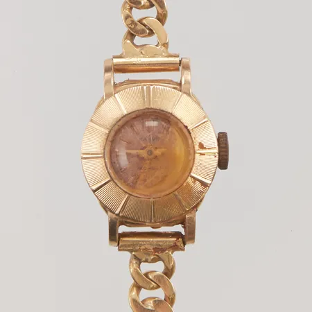 Damur Marvin 18K, 16,2mm, manuell, boettnr: 762298, defekt, urverket förstört av rost, klockarmband i 18K, bruttovikt: 19,4g. 