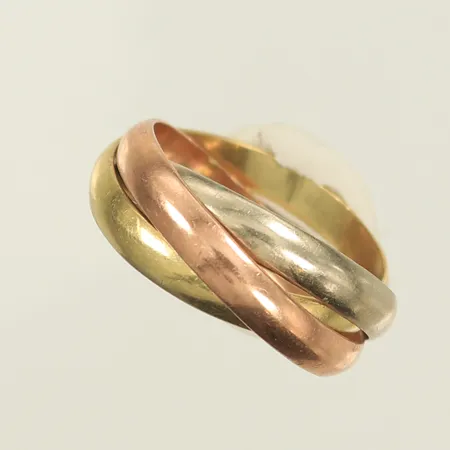 Ring trefärgad stl 15¾, bredd ca 8mm, 14K, 4,8g 