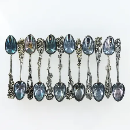 12 moccaskedar Svenska Floran, 99mm, Gewe, silver 830/1000. Vikt: 106,8 g