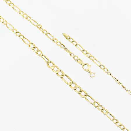 Kedja, Figaro, 46cm, bredd 3mm, ihålig, defekt lås, defekta länkbitar, 18K. Vikt: 4,4 g