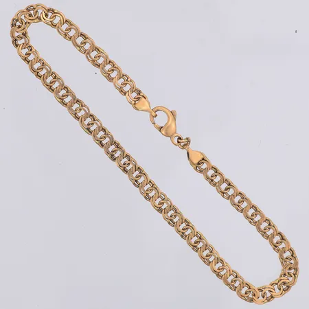 Armband Bismarck 19,8cm lång, bredd 4mm, importstämpel, slitet, 18K Vikt: 6,4 g