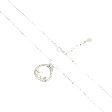 Collier med stenar 44cm, bredd:1mm, hängdel 23mm, bredd: 17mm,  silver 925/1000 Vikt: 3 g