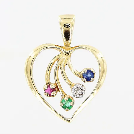Hänge hjärta, stenar, 12x15mm, 18K.  Vikt: 0,7 g