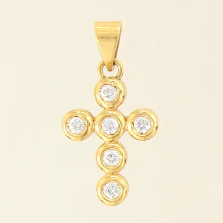 Hänge, Kors, med diamanter 6 x ca 0,04-0,05ct, 25x13mm, 18K  Vikt: 2,9 g