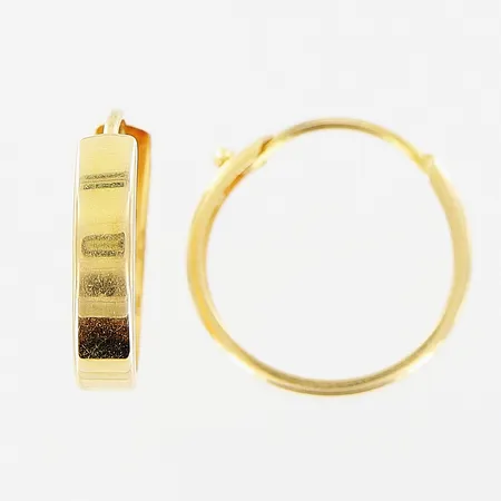 Ett par örhängen creoler Ø13,5mm, bredd 2mm, skevheter, 18K. Vikt: 0,7 g