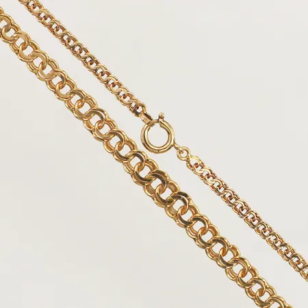 Collier doserad Bismarck, längd 44,5cm, bredd 2,8-5,8mm, skadat lås, 18K  Vikt: 11,7 g