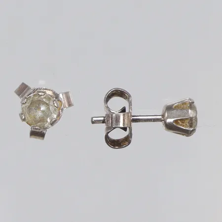 1 par örhängen med vita stenar, 12mm, silver, 830/1000 Vikt: 0,8 g