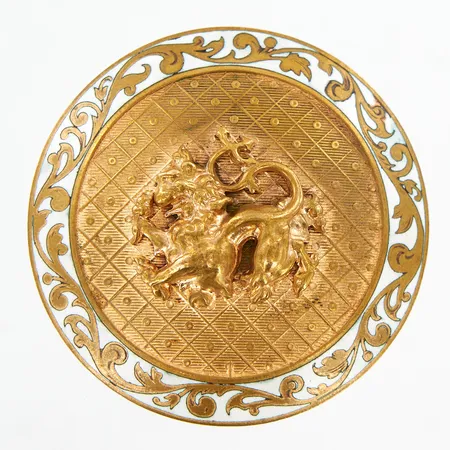 Brosch med emaljarbete Ø55mm metall