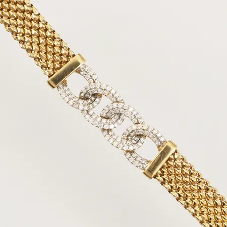 Armband med vita stenar, längd 17-19,5cm, bredd 11-12,5mm, sten saknas, 18K  Vikt: 19,6 g