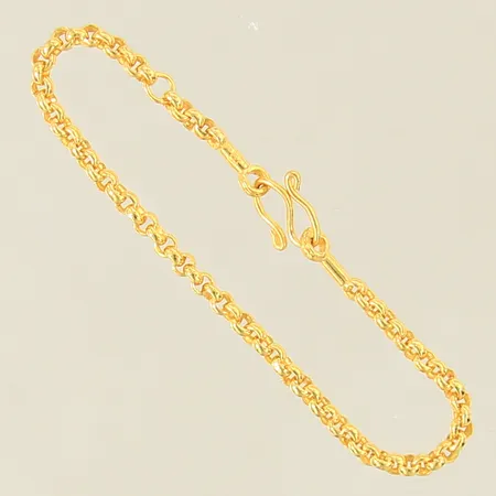 Barnarmband Ärtlänk, längd 12cm, bredd 2mm, nyskick, Thaiguld, 23K Vikt: 1,9 g