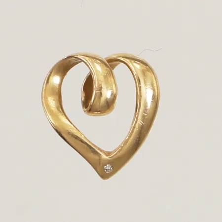 Hänge hjärna med vit sten, längd 11,8mm, bredd 11mm, GHA, 18K  Vikt: 0,9 g