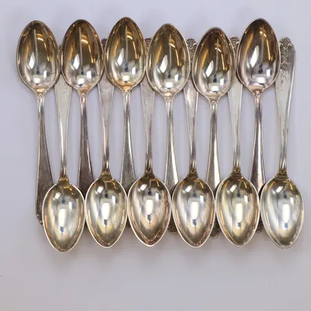 12 Kaffeskedar modell Vasa, längd 12cm, GAB, silver 830/1000 Vikt: 162,3 g