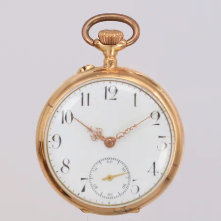 Mormorsur boett i 14K, manuell, 34mm, boettnr 77285, innerboett i metall, liten sekundvisare, bucklor, bruttovikt 28,7g, inga tillbehör.