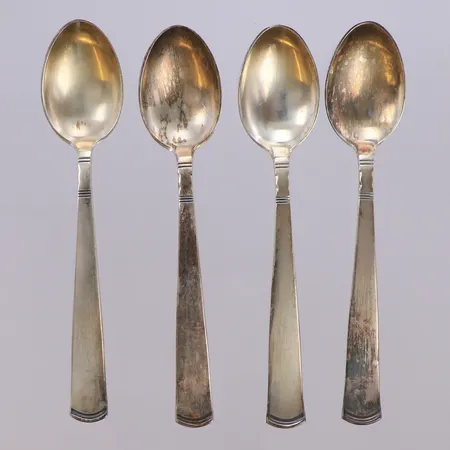 4 mockaskedar, längd 11cm, modell Rosenholm, GAB, 830/1000 silver. Vikt: 49,6 g