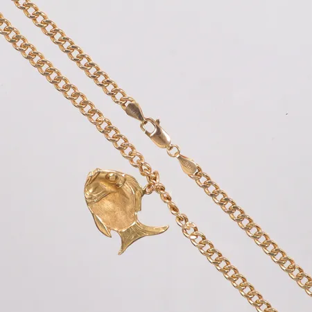 Kedja Pansar med hänge ca 57,5cm, bredd 3,6mm, hänget ej avtagbart, ihåligt, bucklor, 18K Vikt: 10,6 g