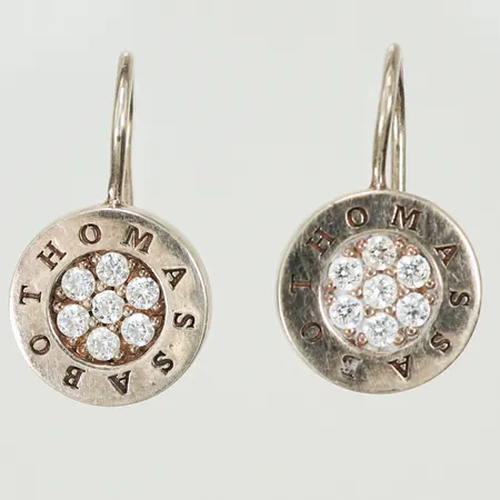 Ett par örhängen Thomas Sabo med vita stenar, 19x11mm, ojämna öglor, Silver 925/1000 Vikt: 4,5 g