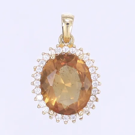 Hänge med orange och vita stenar längd 20mm bredd 14mm 14K Vikt: 2,8 g