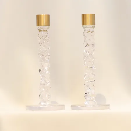 Ett par ljusstakar Orrefors Carat höjd 24cm, smärre bruksslitage, etikettmärkta