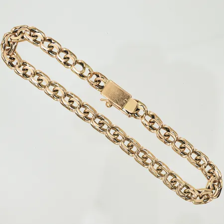 Armband Bismarck, längd 23cm, bredd ca 6mm (sliten, missfärgad) 14K, 17,4g