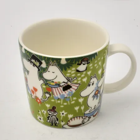 Muminmugg, Toves jubileum utan glasögon, år 2014, Arabia, Finland, porslin, höjd 8cm, Ø8cm, 30cl, märkt CR0114, stämplad Tove 100. Skickas med paket. Skickas med paket.