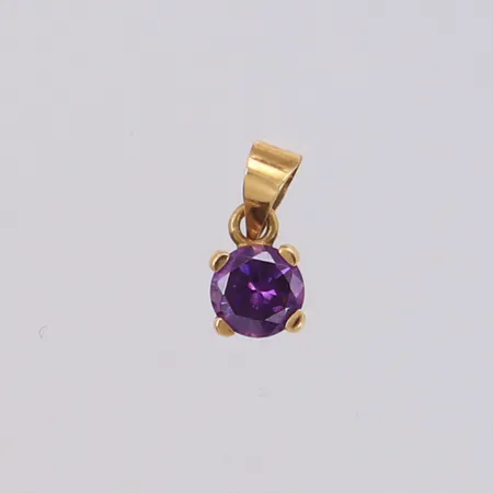Hänge med lila sten, längd 12mm, 18K Vikt: 0,6 g
