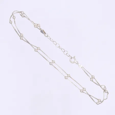 Fotlänk med kulor längd 24-27cm bredd 1- 4mm GHA silver 925/1000 Vikt: 3,5 g