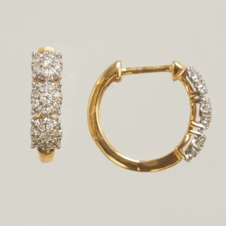 Örhängen creoler med åttkantslipade diamanter 54 x ca 0,005ct, Ø14,5mm, 18K Vikt: 2,2 g