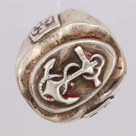 Ring ankare stl:19½, bredd 24,7mm, repig, slitage, silver 925/1000 Vikt: 27,3 g