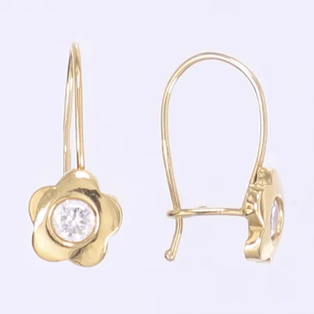 Örhängen med vita stenar längd 15mm bredd 6mm 18K  Vikt: 0,6 g