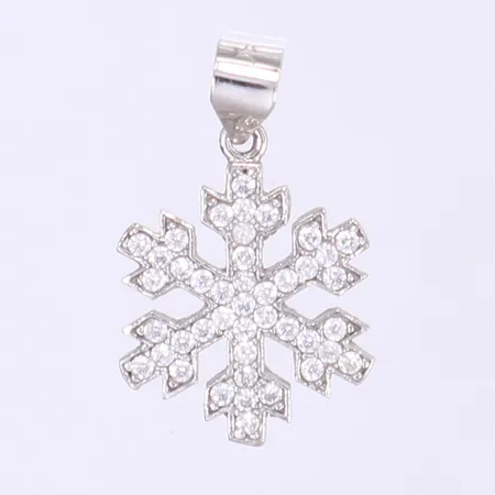 Hänge snöflinga med vita stenar längd 20mm bredd 14mm 18K Vikt: 1,6 g