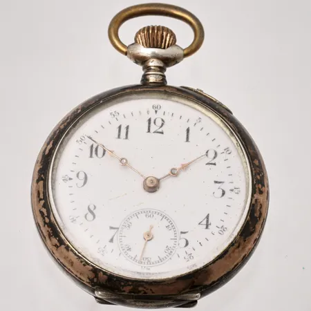 Fickur Remontoir 10 rubis, manuell, Ø36mm, 24-timmarsvisning, liten sekundvisare, ytterboett i silver 800/1000, bruttovikt 36,31g.