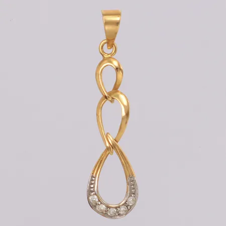 Hänge med vita stenar, längd 28mm, bredd 7,9mm, 18K Vikt: 0,6 g