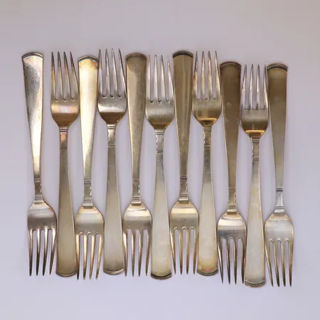 11 Matgafflar, längd ca 18cm, modell Rosenholm, GAB, 830/1000 silver Vikt: 431,8 g
