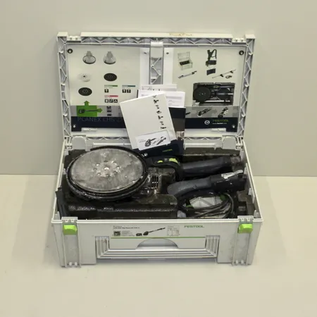 Festool vägg & takslip LHS 225 EQ, Ø225 låda, instruktionsbok, förlängningsrör. Skickas med postpaket.