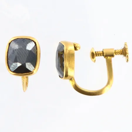 Örhängen med hematit 11x7mm, skruvlås, 18K Vikt: 2,5 g