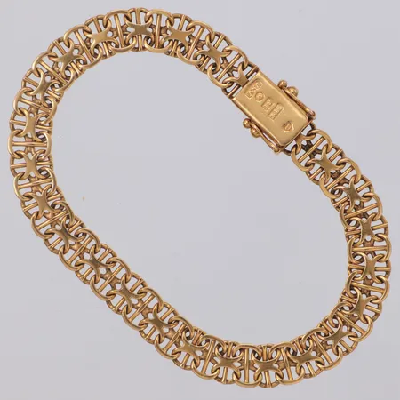 Armband X-länk med stav, längd 19,5cm, bredd 7,6mm, 18K Vikt: 15,5 g